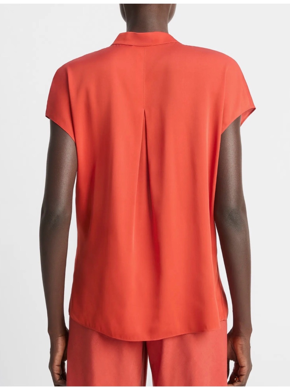 Vince Coral Mandarin-Collar Cap-Sleeve Blouse - Picture 3 of 7